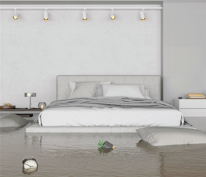flooded bedroom interior